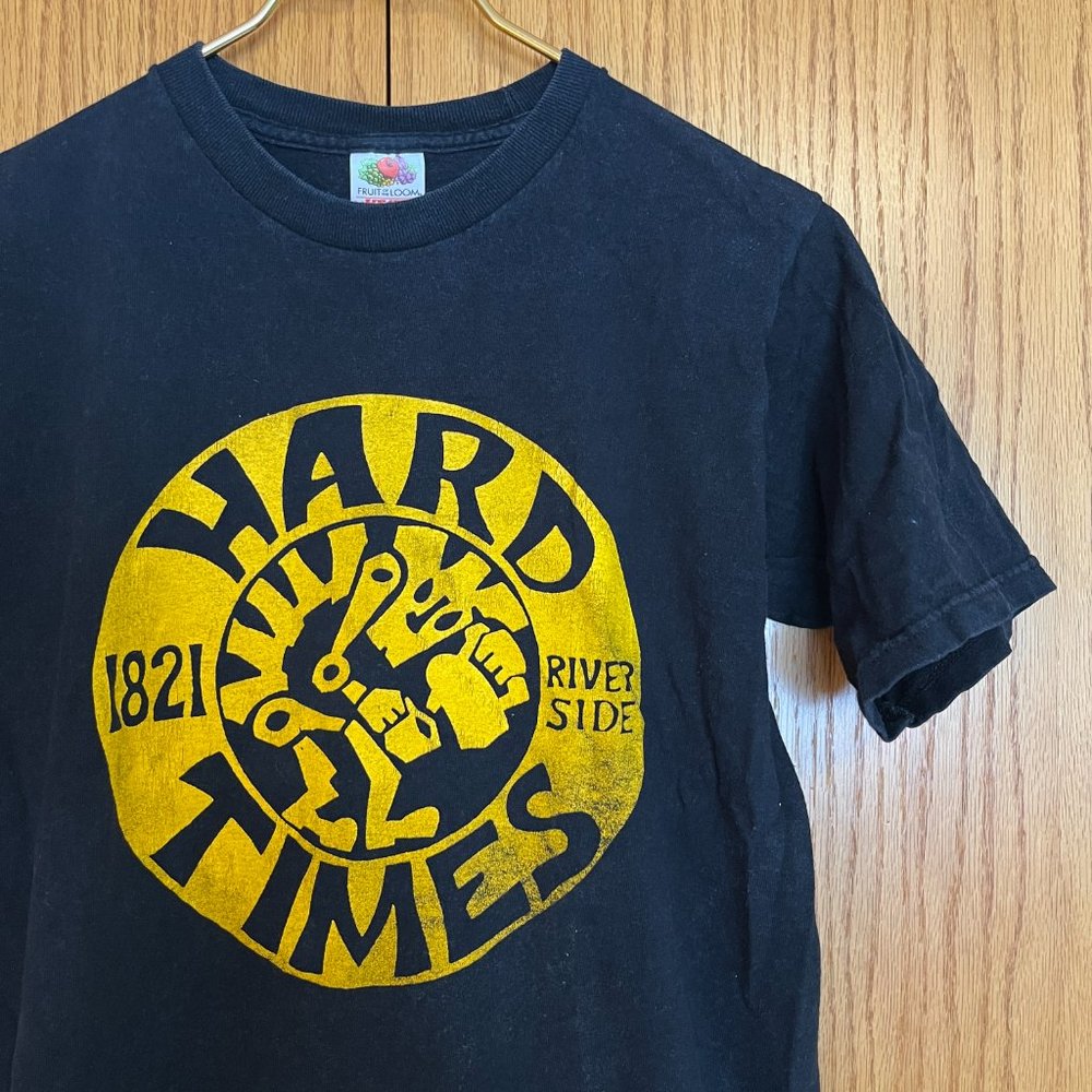 90's Hard Times Cafe MPLS MN T-shirt Black * Yellow EUC Adult S Retro Punk - Picture 2 of 6